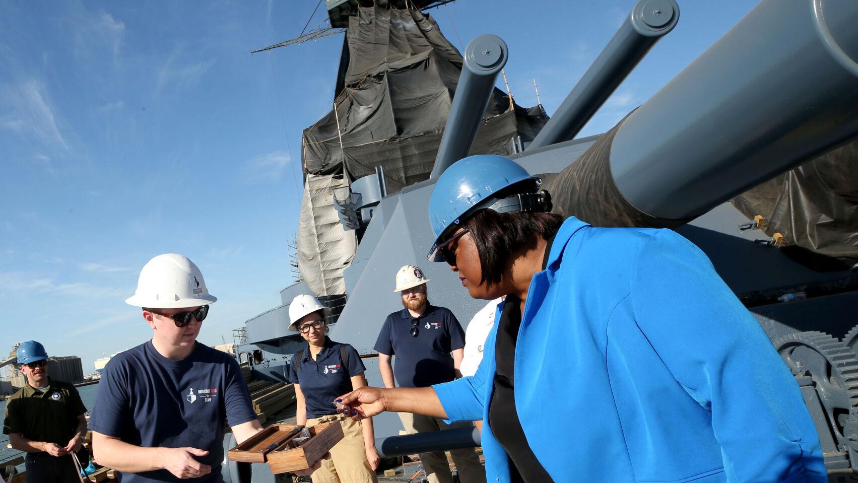 Navy staff tour Battleship Texas